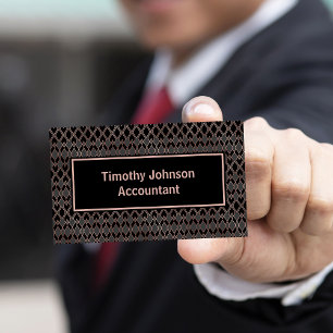 Elegant Copper and Black Pattern Accountant Business Card