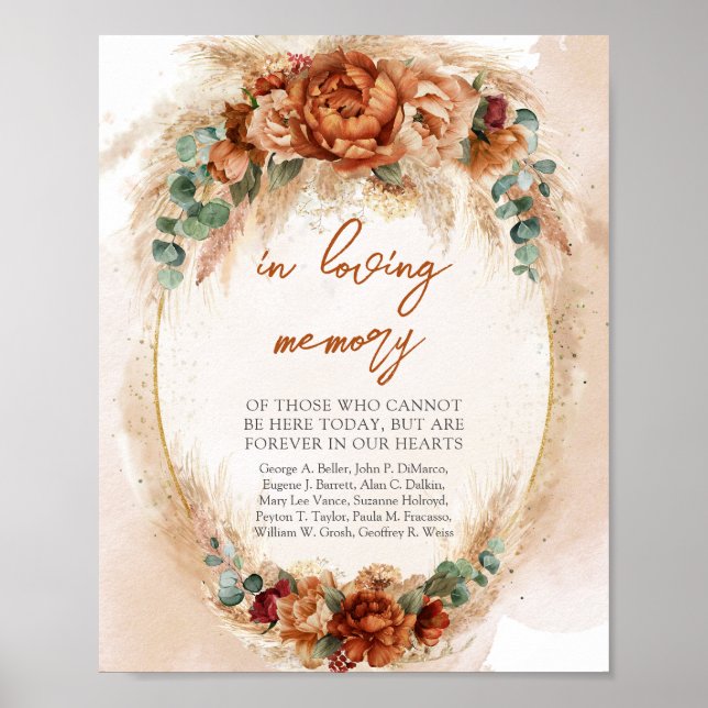 Elegant Copper and burgundy arch In loving memory Poster (Front)