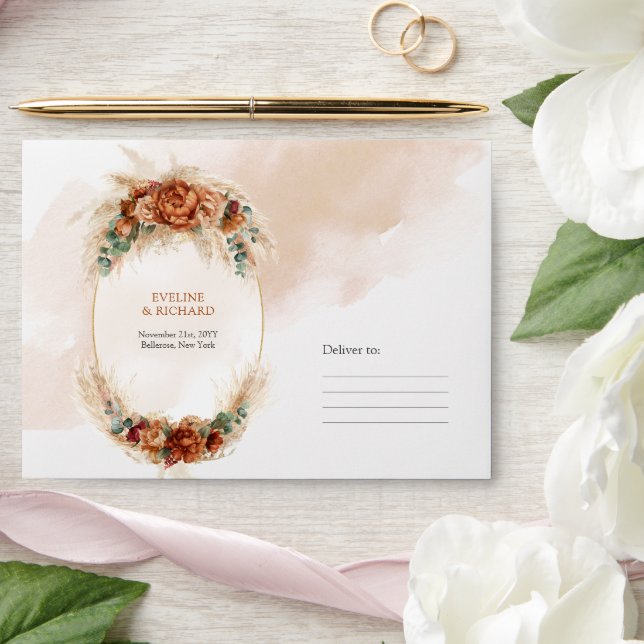 Elegant Copper and burgundy flowers sage Envelope (Wedding)