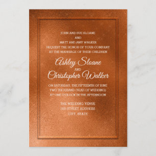 Elegant Copper and Cream Wedding Invitation #3