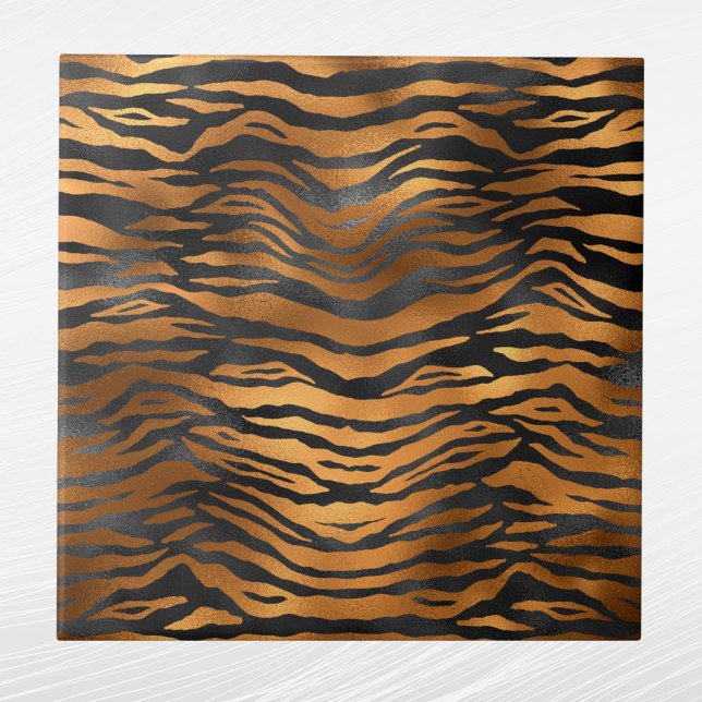 Elegant Copper Black Tiger Animal Print Ceramic Tile (Creator Uploaded)