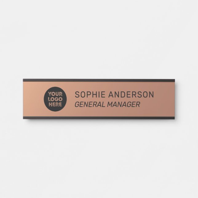 Elegant Copper Custom Logo Name Job Title Door Sign (Front)