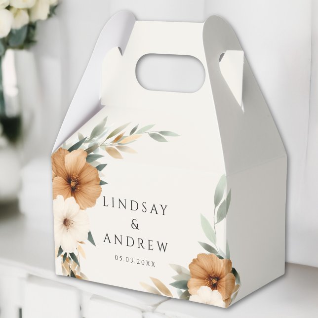 Elegant Copper Earthy Botanical Beige Wedding Favour Box (Elegant Copper Earthy Botanical Beige Wedding Favor Boxes)