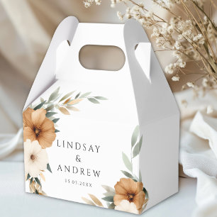Elegant Copper Earthy Botanical White Wedding Favour Box