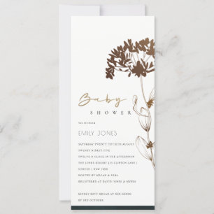 ELEGANT COPPER FOIL HYDRANGEA FLORAL BABY SHOWER INVITATION