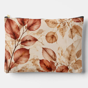Elegant Copper Gold Autumn Leaves Botanical Patter Accessory Pouch
