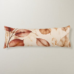 Elegant Copper Gold Autumn Leaves Botanical Patter Body Cushion