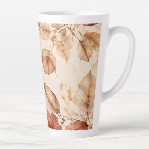 Elegant Copper Gold Autumn Leaves Botanical Patter Latte Mug