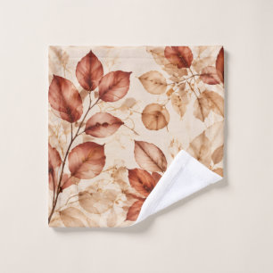 Elegant Copper Gold Autumn Leaves Botanical Patter Wash Cloth