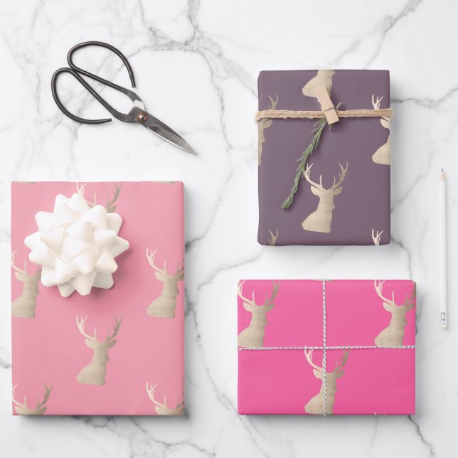 Elegant copper gold Christmas patterns  Wrapping Paper Sheet (Front)