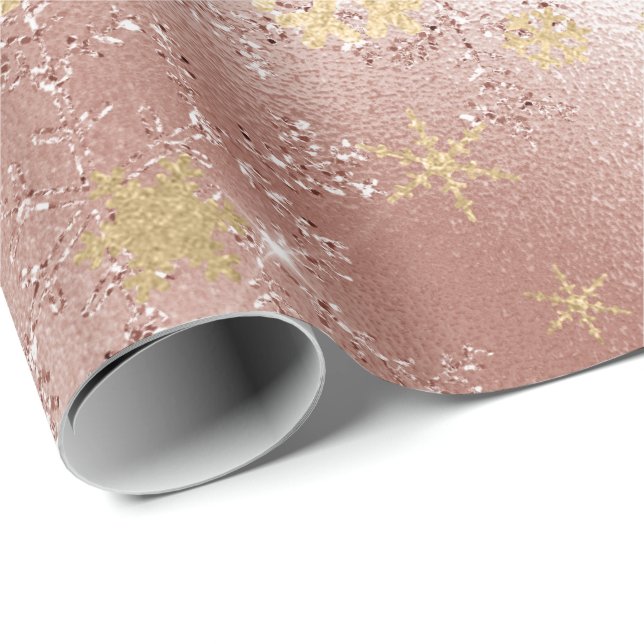 Elegant Copper Gold Christmas Snowflake Pattern Wrapping Paper (Roll Corner)