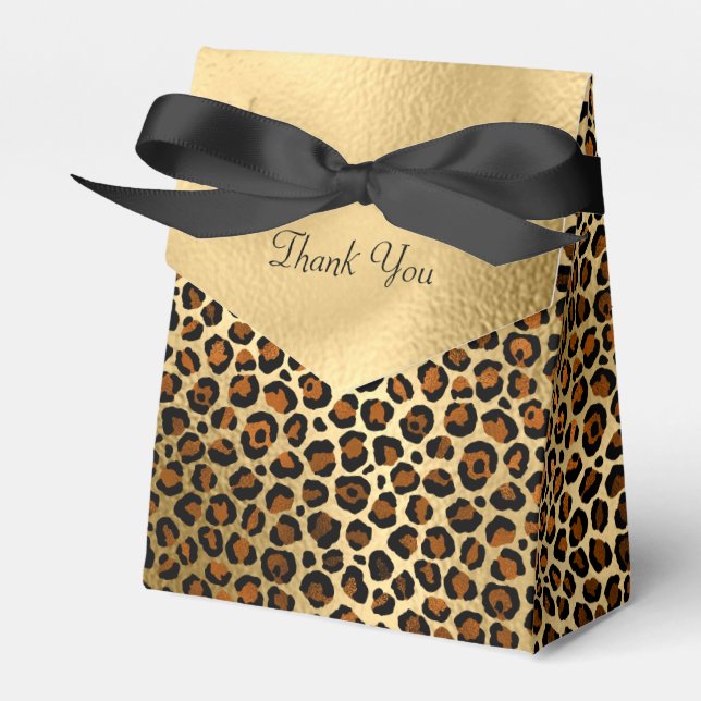 Elegant Copper Gold Leopard Animal Print Favour Box (Front Side)