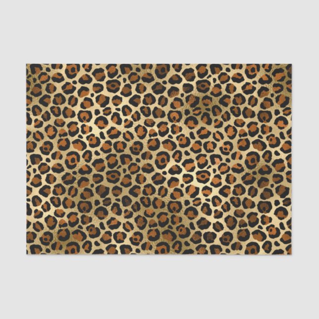 Elegant Copper Gold Leopard Animal Print Tissue Paper (Front)