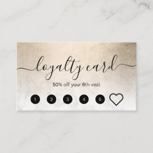 Elegant copper gold white marble makeup artist loyalty card