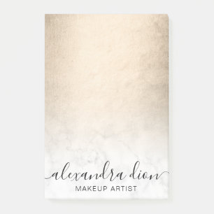 Elegant copper gold white marble makeup artist post-it notes