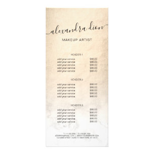 Elegant copper gold white marble makeup artist rack card