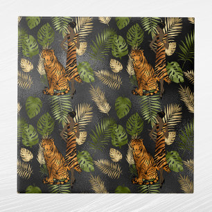 Elegant Copper Green Gold Tiger Lady  Ceramic Tile