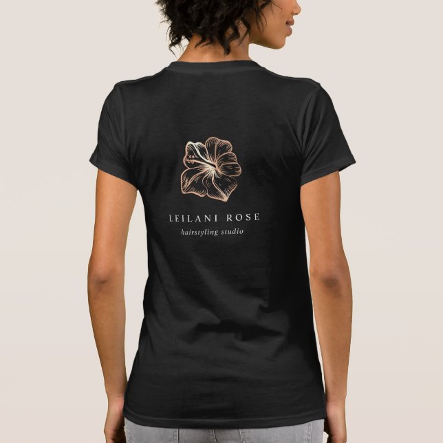 Elegant Copper Hibiscus Flower Business Logo T-Shirt (Back)