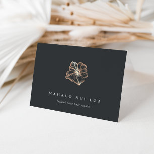 Elegant Copper Hibiscus Flower Business Thank You Card