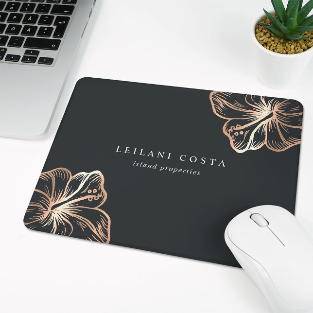 Elegant Copper Hibiscus Flower Mouse Pad (Creator Uploaded)