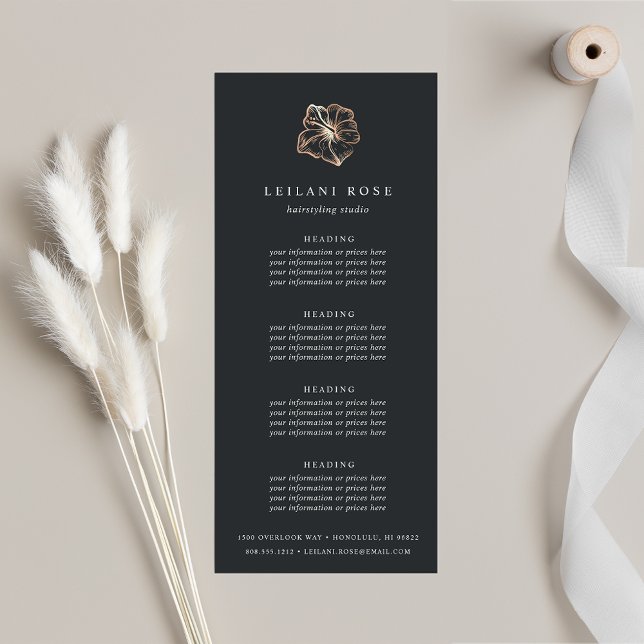 Elegant Copper Hibiscus Flower | Pricing/Services Rack Card (Creator Uploaded)