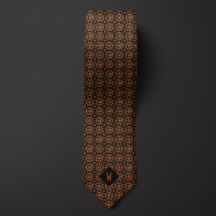 Elegant Copper Mandala Monogram Tie