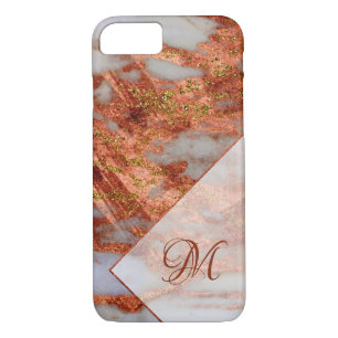 Elegant Copper Marble Gold Glitter Geometric iPhone 8/7 Case