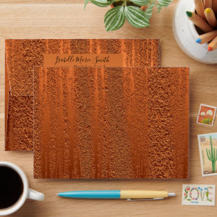 Elegant Copper Metallic Texture Wedding Invitation Envelope