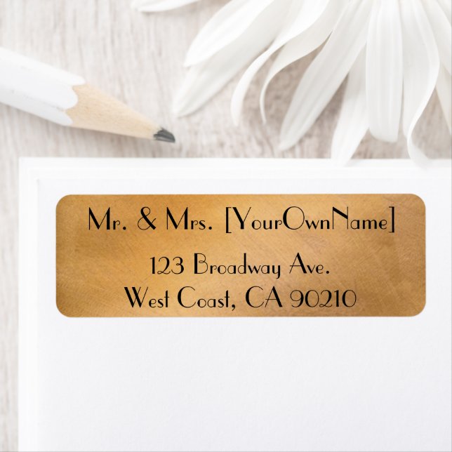 Elegant Copper Newlywed Return Address Label (Insitu)