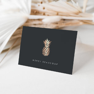 Elegant Copper Pineapple Custom Thank You Card