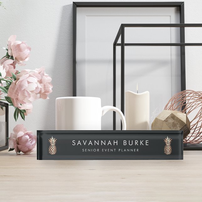 Elegant Copper Pineapple & Smoky Black Nameplate (Creator Uploaded)