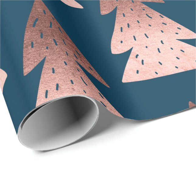 Elegant copper rose gold Christmas tree pattern Wrapping Paper (Roll Corner)