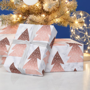 Elegant copper rose gold Christmas tree pattern Wrapping Paper