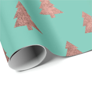 Elegant copper rose gold Christmas tree pattern Wrapping Paper