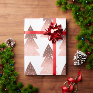 Elegant copper rose gold Christmas tree pattern Wrapping Paper