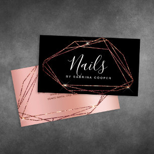 Elegant copper rose gold glitter frame nails  business card