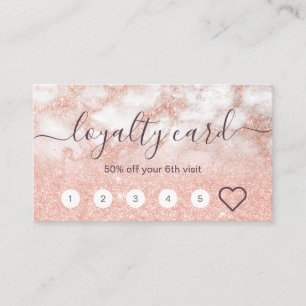 Elegant copper rose gold glitter makeup artist loyalty card