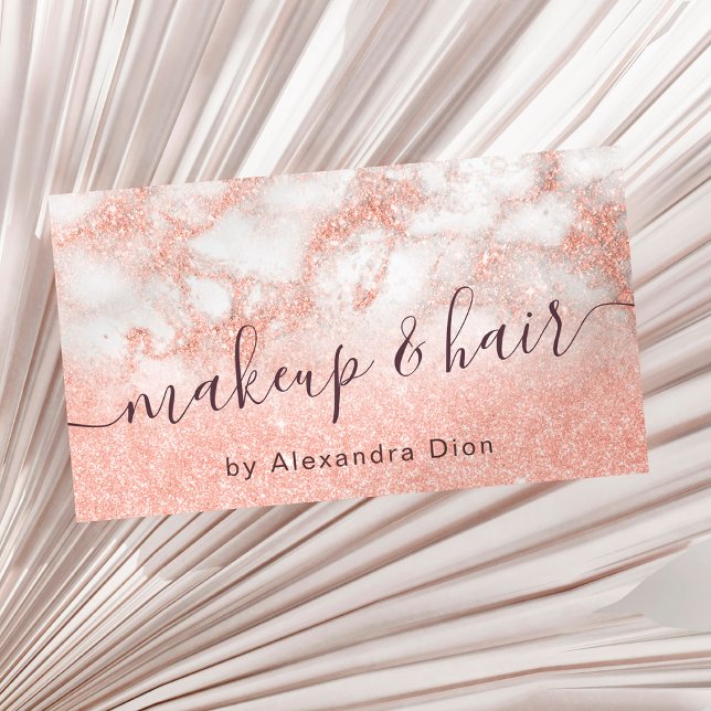 Elegant copper rose gold glitter makeup & hair business card (Creator Uploaded)