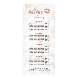 Elegant copper rose gold lips and marble makeup rack card