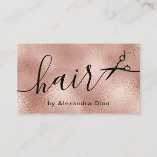 Elegant copper rose gold scissors hairstylist business card