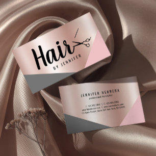 Elegant copper rose gold scissors hairstylist business card