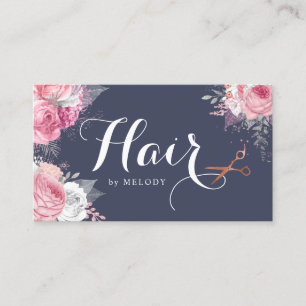Elegant copper rose gold scissors hairstylist business card