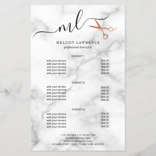 Elegant copper rose gold scissors hairstylist flyer