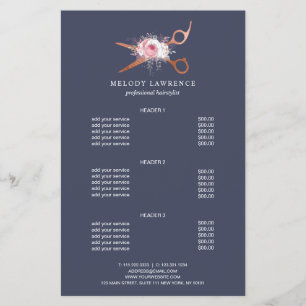 Elegant copper rose gold scissors hairstylist flyer
