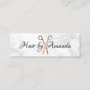 Elegant copper rose gold scissors hairstylist mini business card