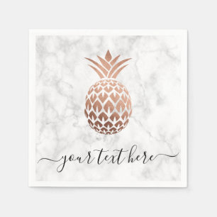 Elegant copper rose gold white marble pineapple napkin