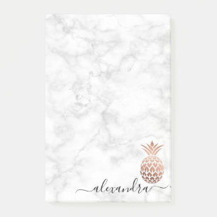 Elegant copper rose gold white marble pineapple post-it notes