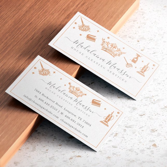 Elegant Copper Royal Floral & Foliage Cleaning Business Card (Elegant Copper Royal Floral & Foliage Cleaning Business Card)