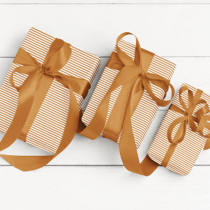 Elegant Copper Thin Striped Wrapping Paper