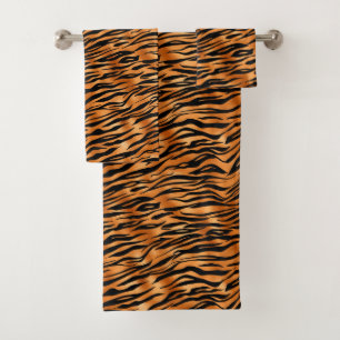 Elegant Copper Tiger Animal Print Bath Towel Set